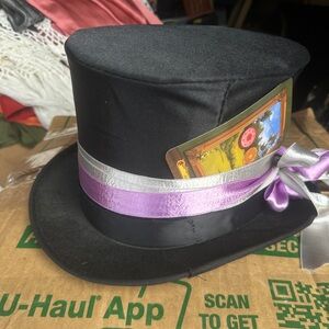Mad hatter’s Black Top Hat with ribbon